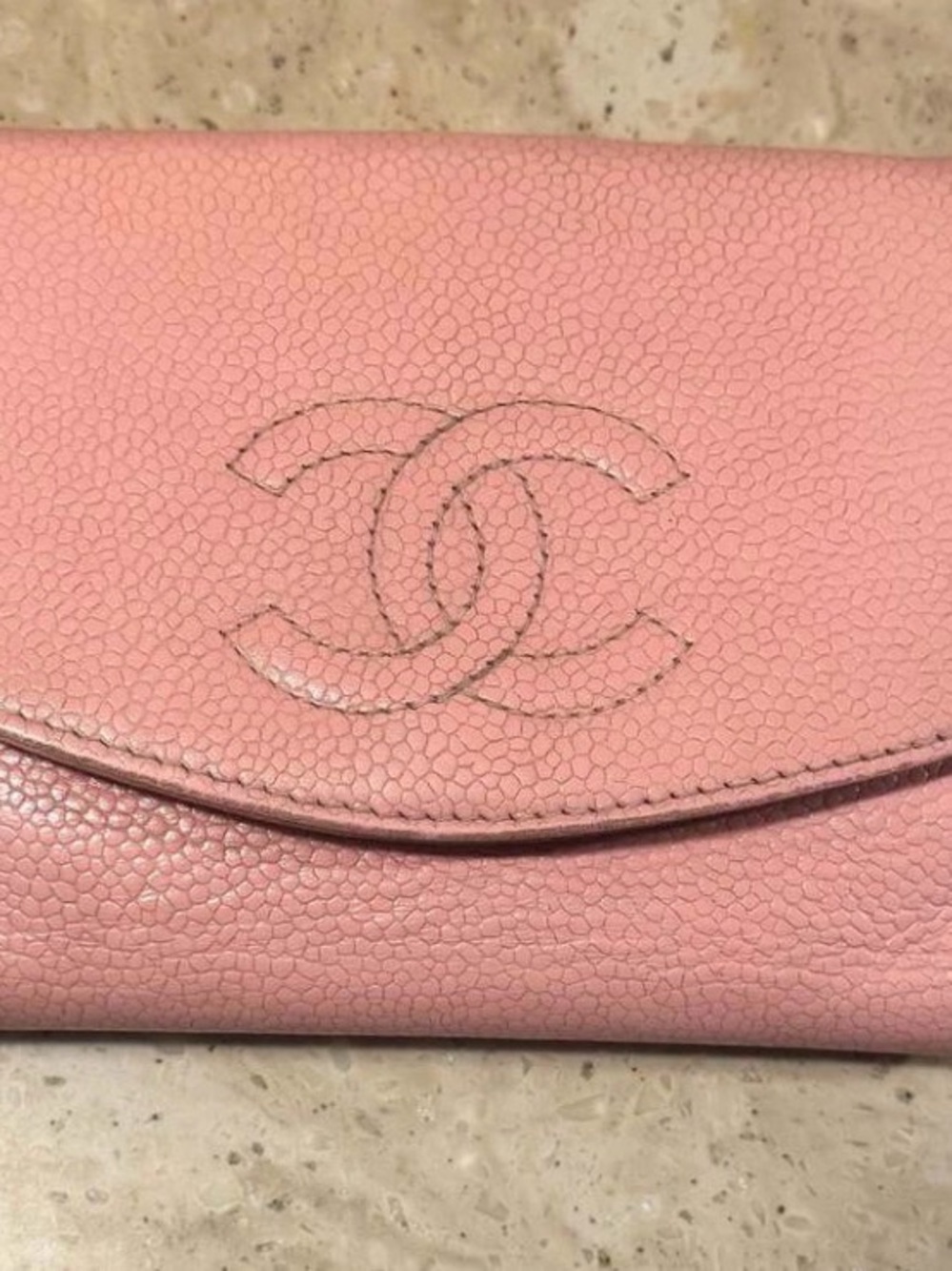 CHANEL Pink Caviar Leather Wallet Tonal CC Logo
